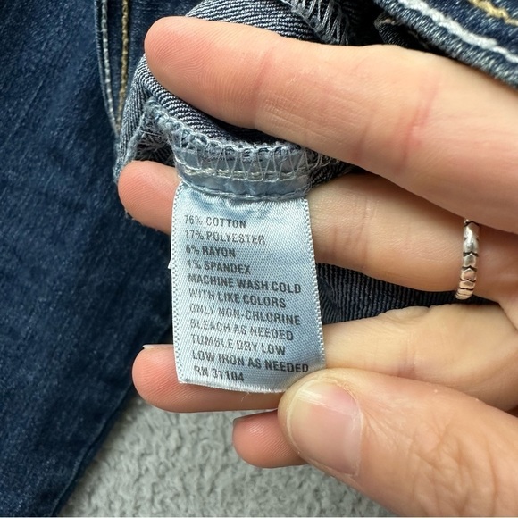 Red Camel‎ Crop Denim Jean Trucker Jacket Long Sleeve Dark Wash Junior Medium - Picture 6 of 8